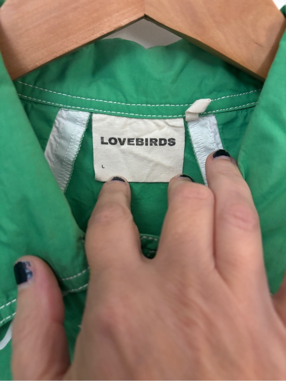 Lovebirds Top Size Large Green Relaxed Dopamine Maximalist Rare Dramatic Puff - Picture 8 of 10